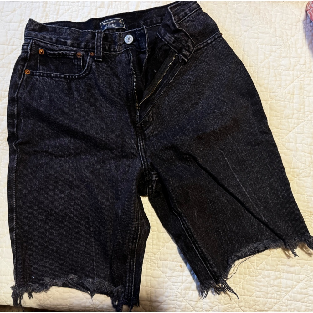 Abercrombie and Fitch High-rise Jean Shorts Black